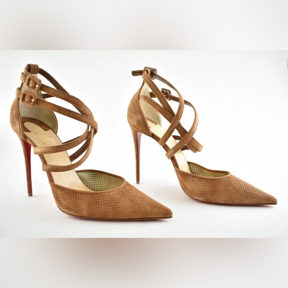 Christian Louboutin Victorilla Biscotto Brown Pump Sandal EU 37.5 US 7.5